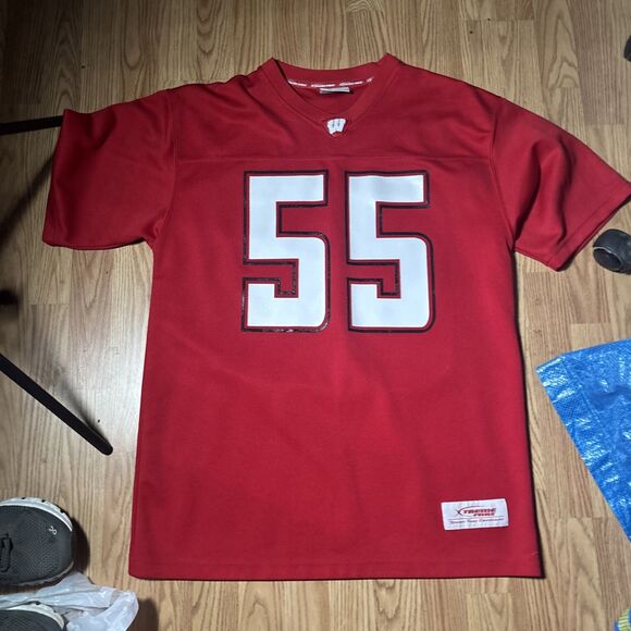 Vintage Wisconsin Badgers #55 Men’s Large Football Jersey by Xtreme Fanz Large - Picture 1 of 6